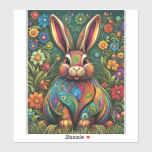 Happy Easter - Easter bunny in flowers 2 Sticker