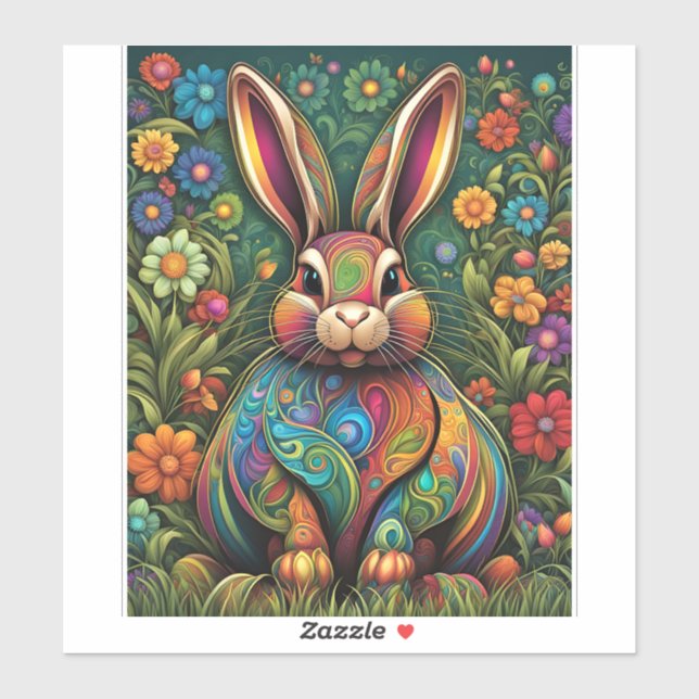 Happy Easter - Easter bunny in flowers 2 Sticker (Sheet)