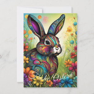 Happy Easter - Easter bunny in flowers Invitation