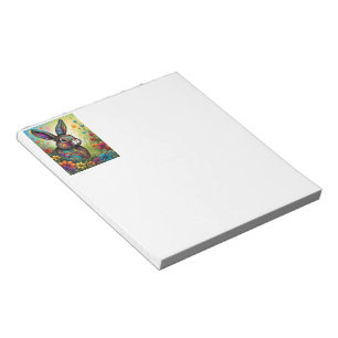 Happy Easter - Easter bunny in flowers Notepad