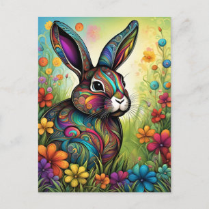 Happy Easter - Easter bunny in flowers Postcard