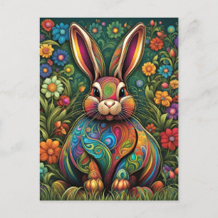 Happy Easter - Easter bunny in flowers Postcard