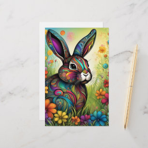 Happy Easter - Easter bunny in flowers Stationery