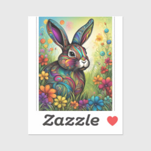 Happy Easter - Easter bunny in flowers Sticker