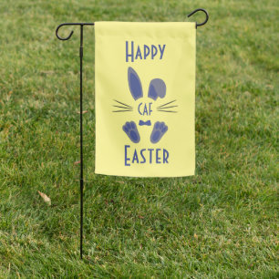 Happy Easter Easter Bunny Monogrammed Blue Yellow Garden Flag