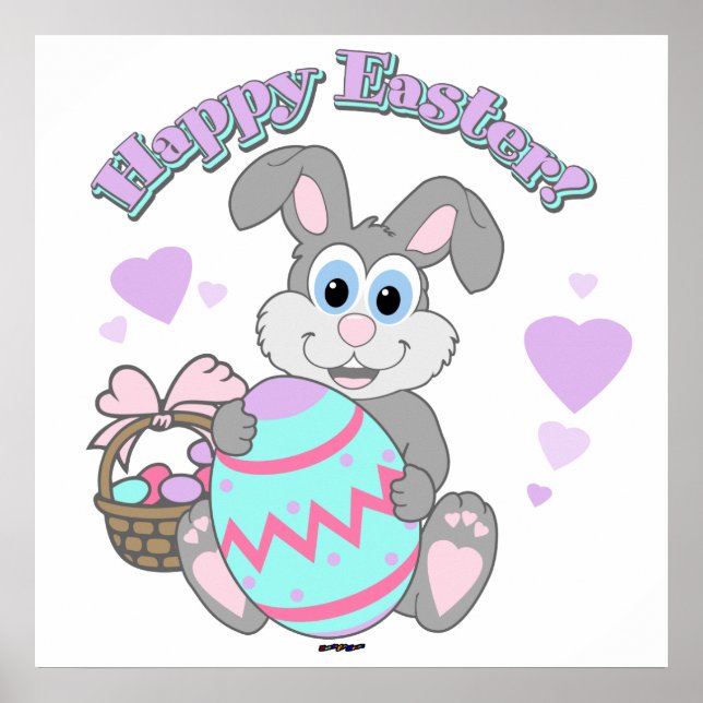Happy Easter! Easter Bunny Poster (Front)