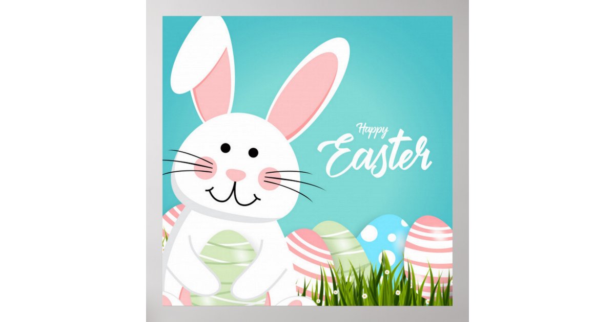 Happy Easter Easter Bunny Poster | Zazzle