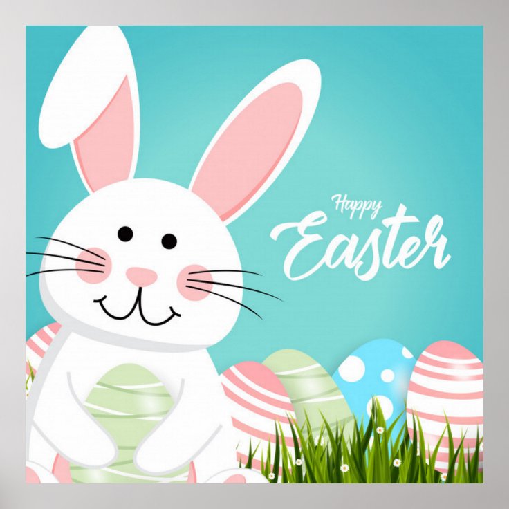 Happy Easter Easter Bunny Poster | Zazzle