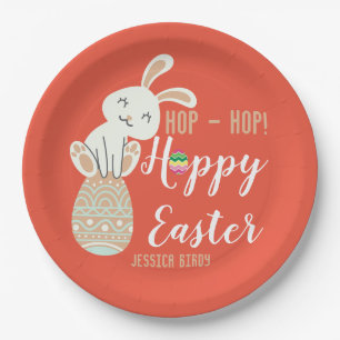 Happy Easter, easter bunny simple cute family Paper Plates