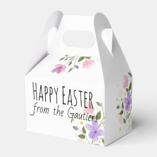 Happy Easter Easter Bunny Watercolor Flowers Favor Boxes