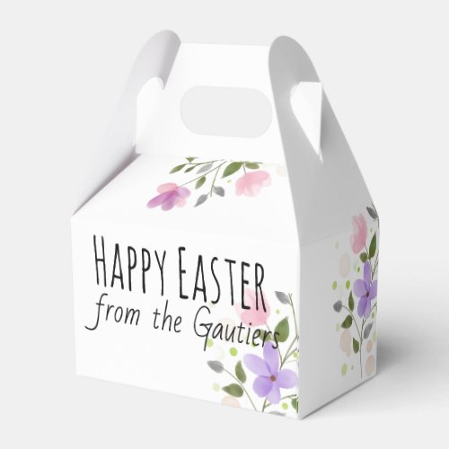 Happy Easter Easter Bunny Watercolor Flowers Favor Boxes