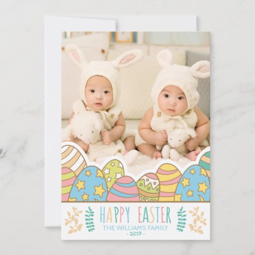 Happy Easter  Easter Egg Bunny Photo Holiday Card