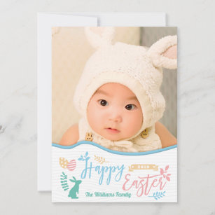 Happy Easter   Easter Egg Bunny Photo Holiday Card