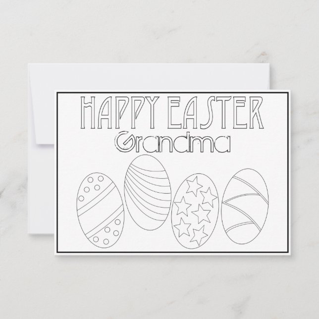 "Happy Easter" Easter Eggs and Letters Coloring Card (Front)