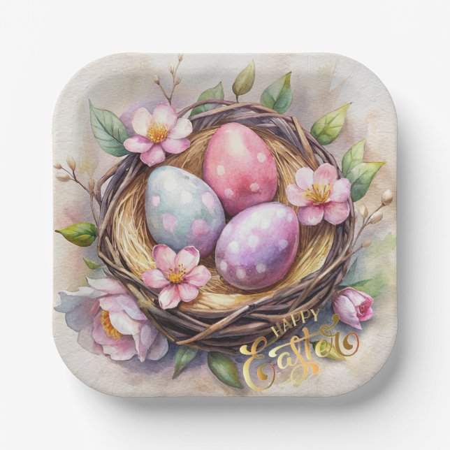 Happy Easter. Easter eggs.  Paper Plates (Front)