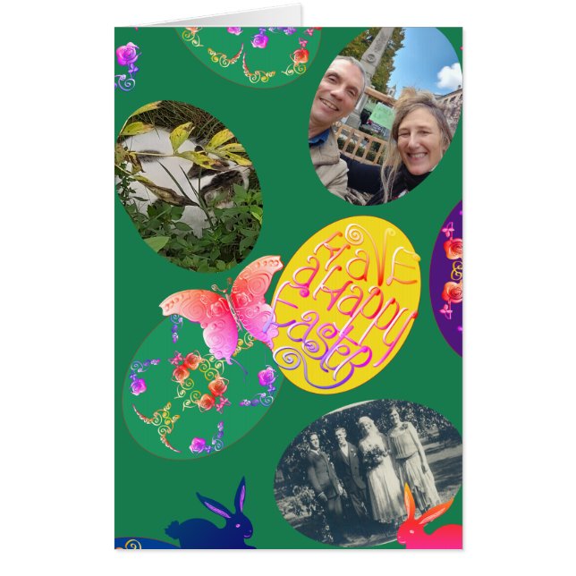 Happy Easter, Easter Eggs w/3 Photos Card (Front)