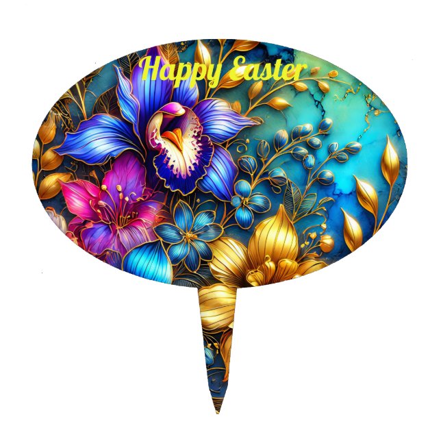 HAPPY EASTER ~ EASTER FLOWERS ~ Cake Pick  (Front)