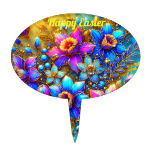 HAPPY EASTER ~ EASTER FLOWERS ~ Cake Pick 