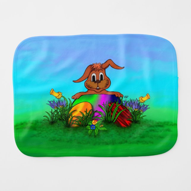 Happy Easter! Easter Rabbit Burp Cloth (Front Horizontal)