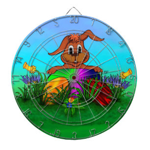 Happy Easter! Easter Rabbit Dartboard With Darts