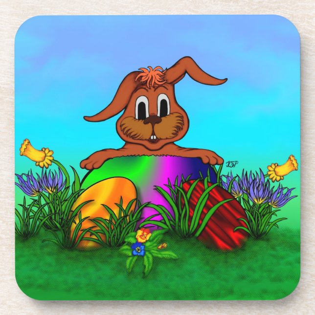 Happy Easter! Easter Rabbit Drink Coaster (Front)