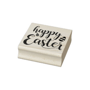 Happy Easter Easter Themed Typography Text Rubber Stamp