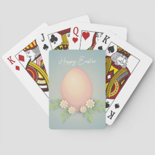 Happy easter egg and daisy flowers poker cards