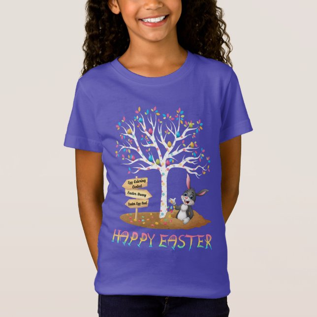HAPPY EASTER EGG BUNNY RABBIT GIRL'S T-Shirt (Front)
