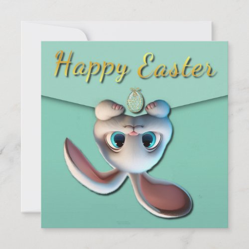 Happy Easter egg bunny suprise Holiday Card