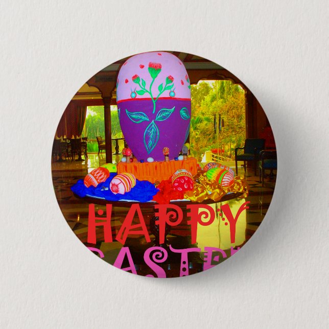 Happy Easter Egg Centerpiece for Spring Button (Front)