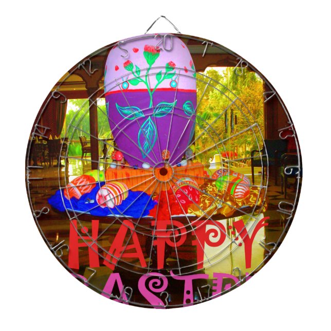 Happy Easter Egg Centerpiece for Spring Dart Board (Front)