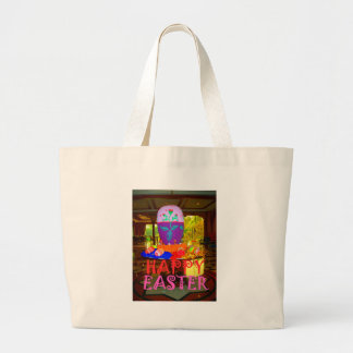 Happy Easter Egg Centerpiece for Spring Large Tote Bag