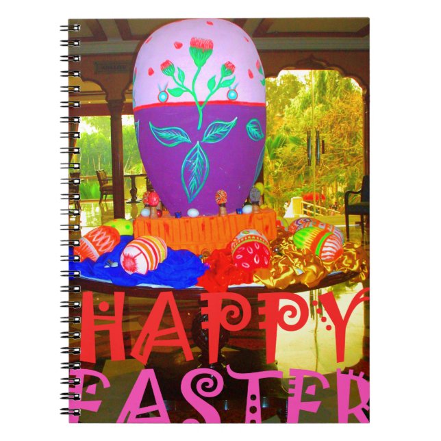 Happy Easter Egg Centerpiece for Spring Notebook (Front)