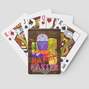 Happy Easter Egg Centerpiece for Spring Poker Cards