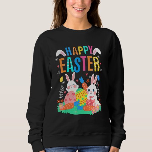 Happy Easter Egg Day Bunny  Boys Girls Kids Sweatshirt