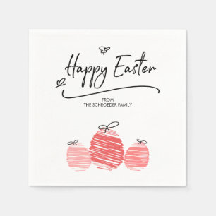 Happy Easter Egg Doodle Paper Napkins