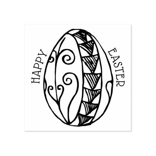 Happy Easter Egg Drawing Rubber Stamp