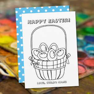 Happy Easter Egg Filled Basket Coloring Page