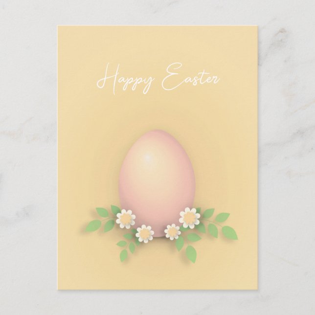 Happy Easter Egg & Flowers Postcard (Front)
