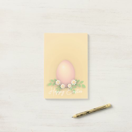 Happy Easter Egg  Flowers yellow pink pastel  Post_it Notes