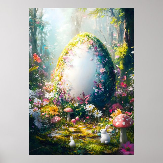 Happy Easter Egg Forest Fantasy Poster (Front)