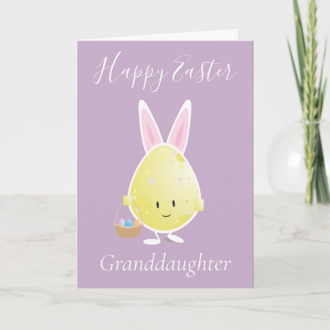 Happy Easter Egg Granddaughter Purple Holiday Card (Front)