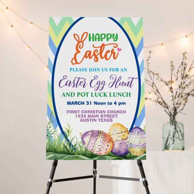 Happy Easter, Egg Hunt and Pot Luck Foam Board (In Situ (Stand))