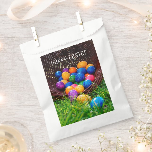Happy Easter Egg Hunt Basket Photo Favor Bag (Clipped)