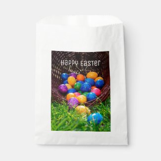 Happy Easter Egg Hunt Basket Photo Favor Bag