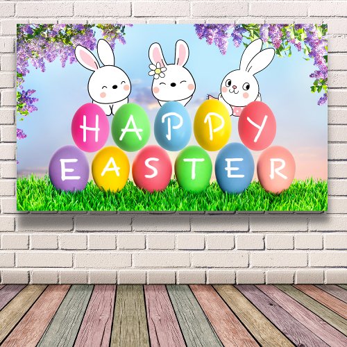 Happy Easter Egg Hunt Easter Bunny Easter Party Banner