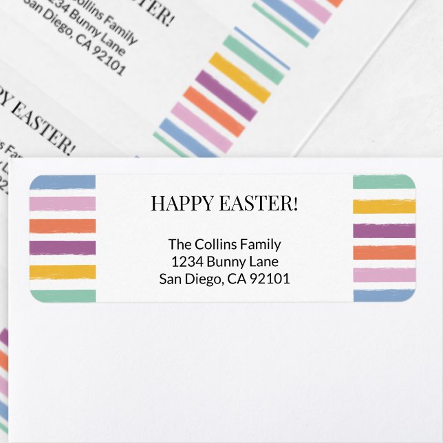 Happy Easter Egg Hunt Modern Colorful Striped Label (Happy Easter Egg Hunt Modern Colorful Striped Label)