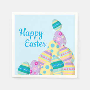 Happy Easter Egg Hunt Modern Illustration Napkins