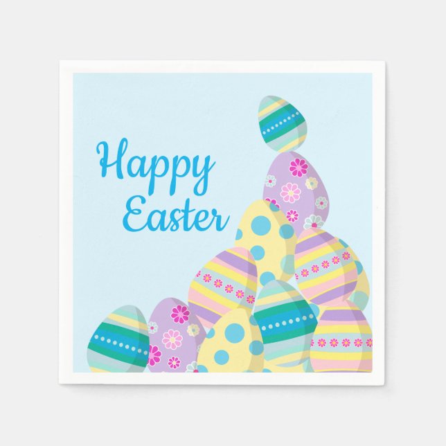 Happy Easter Egg Hunt Modern Illustration Napkins (Front)