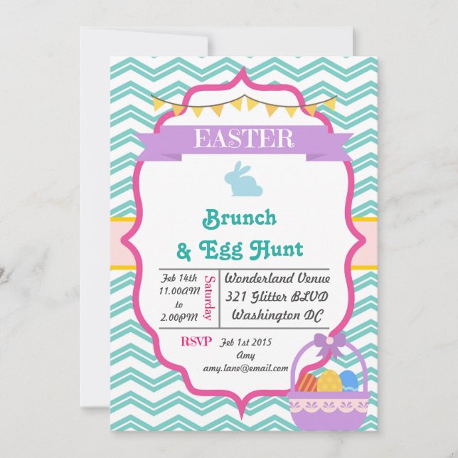 Happy Easter & Egg Hunt Party Invitations (Front)